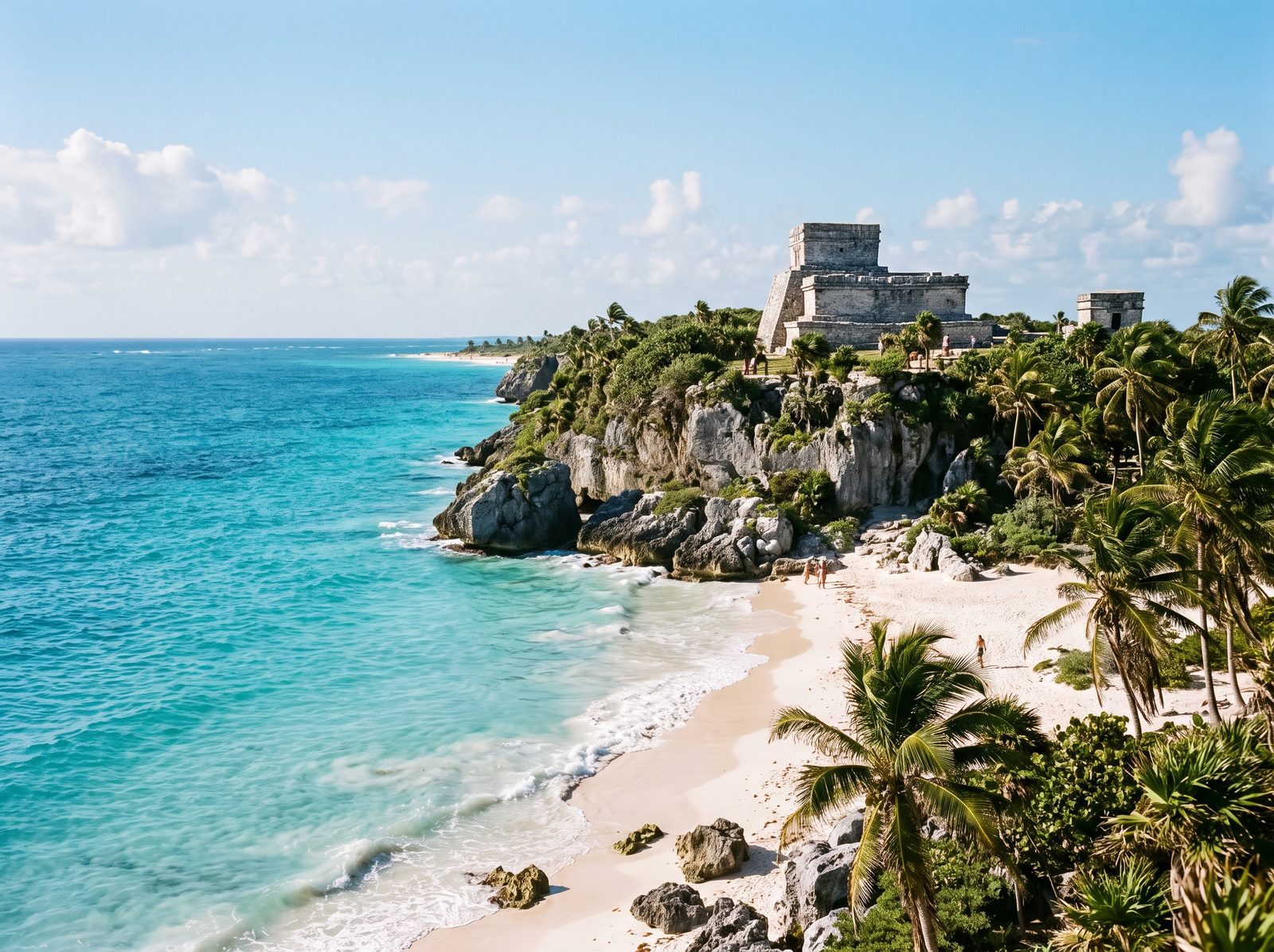 Ruínas de Tulum sobre o mar do Caribe