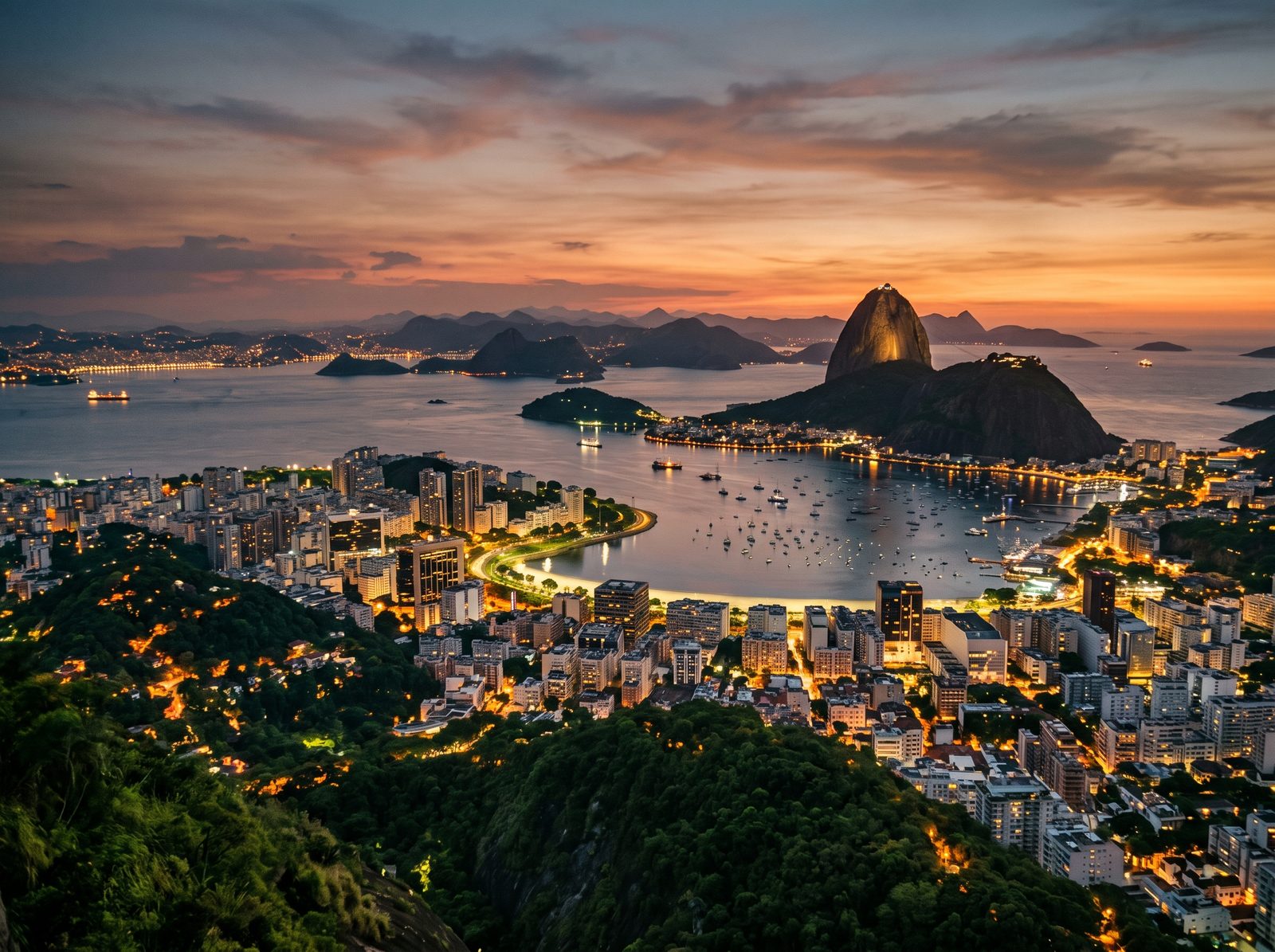Pão de Açúcar visto do alto ao entardecer